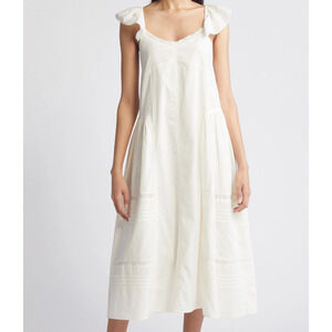 Treasure & Bond Tie Back Flutter Sleeve Cotton Maxi Dress in White
